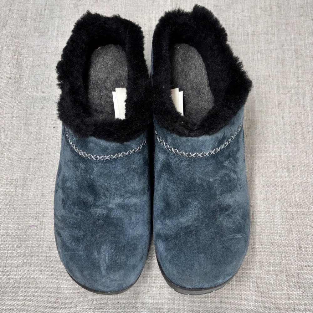 Merrell Encore Ice 4 Navy Blue Suede Faux Fur Lined Mules Clogs Women's Size 8.5 - Picture 5 of 11